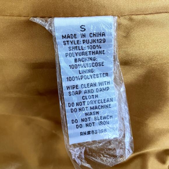 Fashion Nova Araxie Vegan Leather Moto Jacket Mustard Small NWOT - Picture 5 of 6